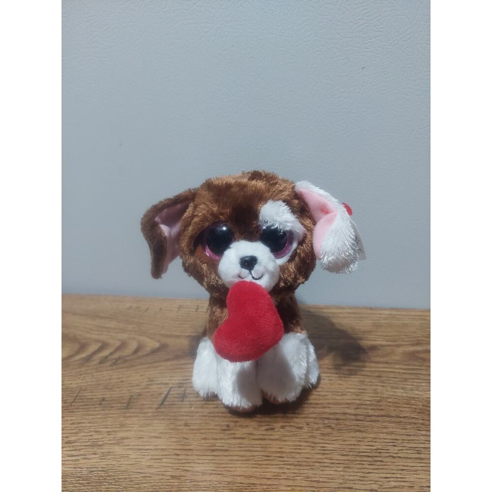 Ty Beanie Boos - CUDDLES the Valentines Day Dog 6" NEW MWMTs Plush Stuffed Toy